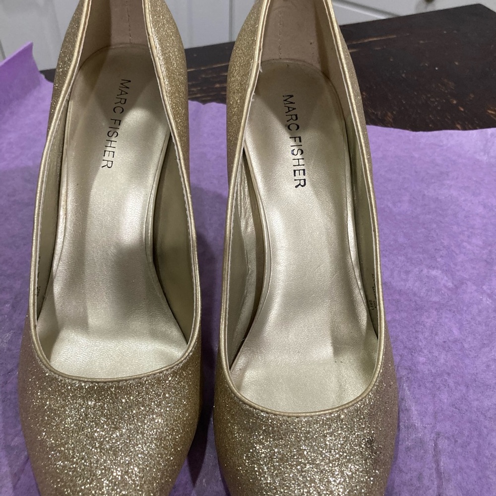 Marc Fisher Sparkling Gold Heels
